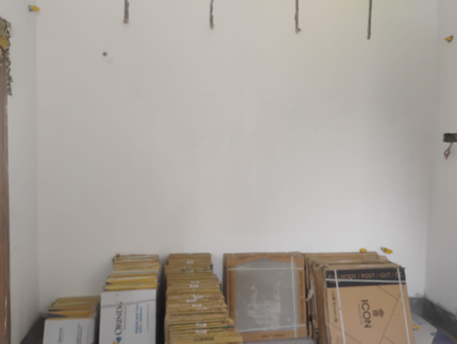 Materials and panels stacked on site ready for installation