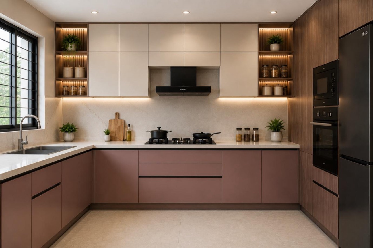 Kitchen collection option 3 — same layout in an alternative laminate and finish