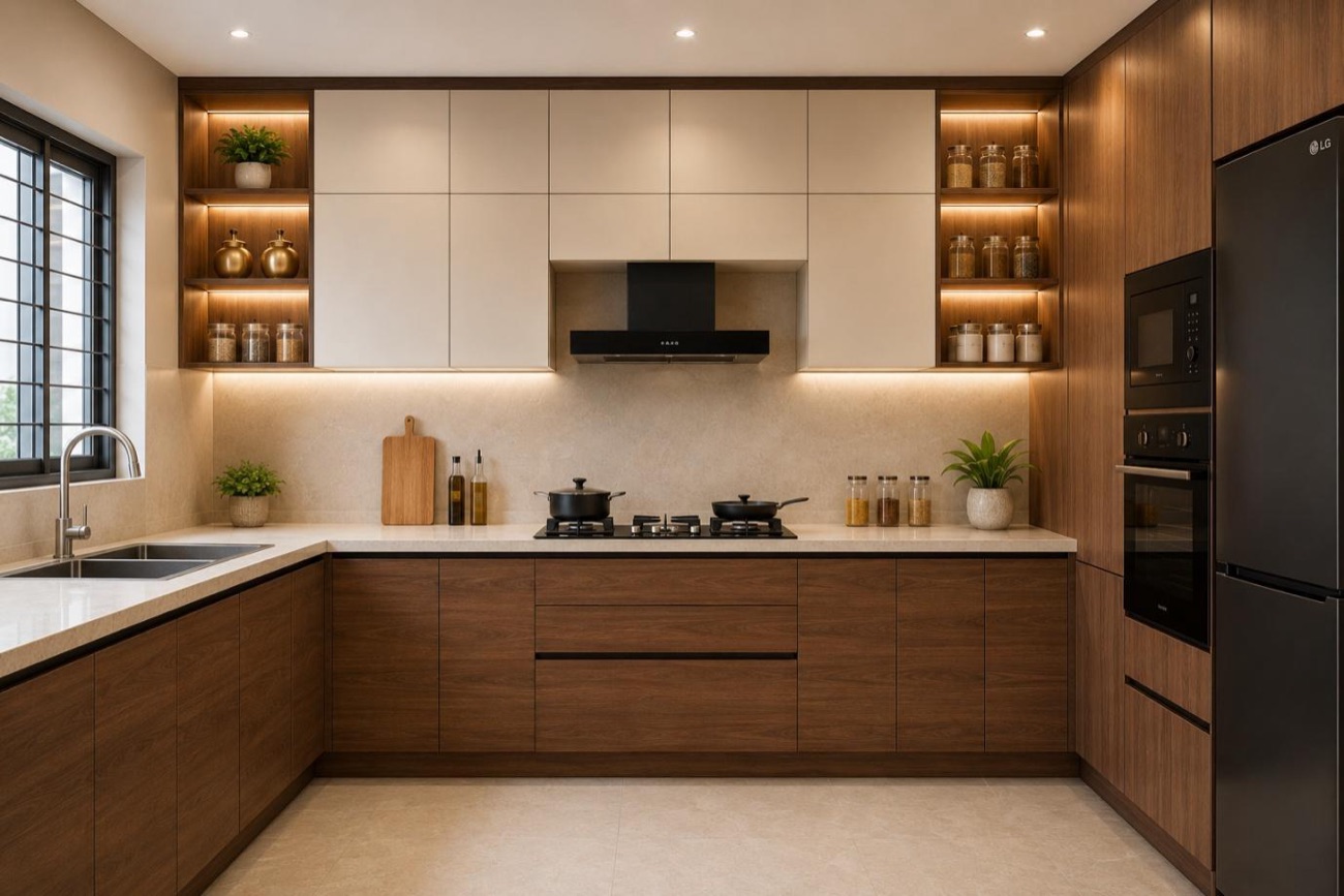 Kitchen collection option 5 — same layout in an alternative laminate and finish