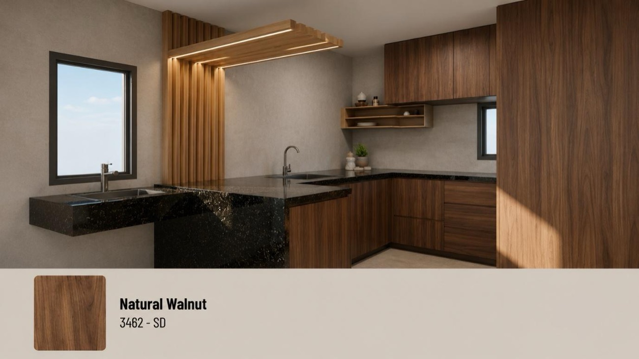 Kitchen collection option 6 — same layout in an alternative laminate and finish