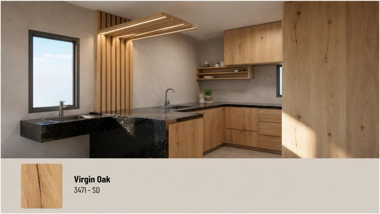 Kitchen collection option 7 — same layout in an alternative laminate and finish