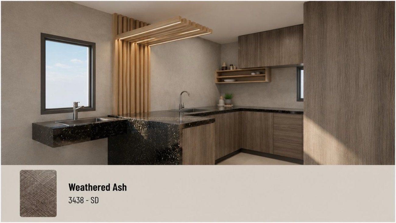 Kitchen collection option 9 — same layout in an alternative laminate and finish
